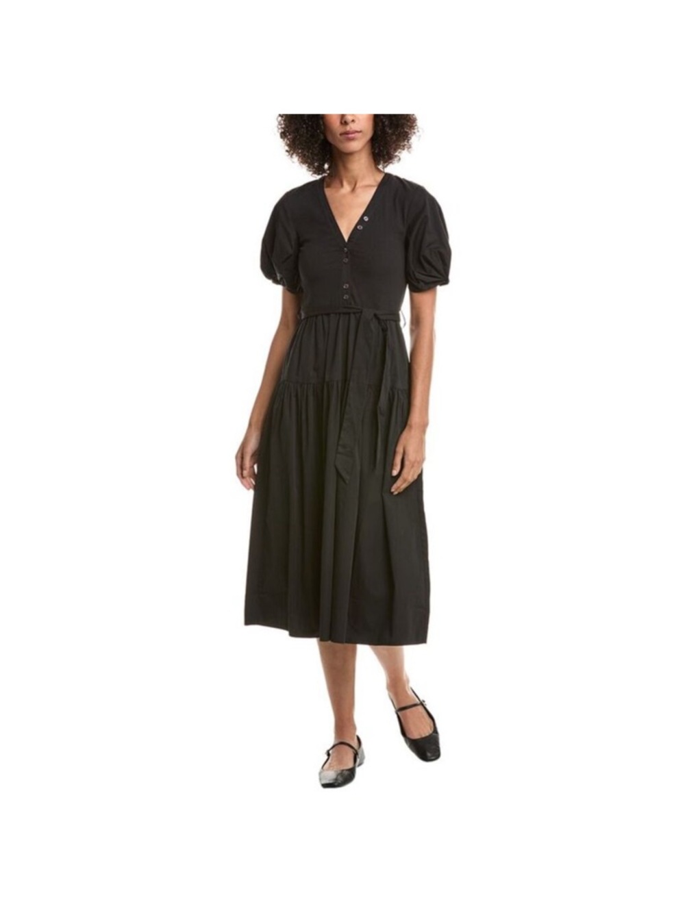 NWT 🌟 10 CROSBY 🌟 DEREK LAM NATALIA MIXED MEDIA MIDI DRESS BLACK SZ 2